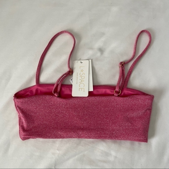 NWT L*SPACE Rebel Shimmer Bikini Top Pink - Picture 5 of 6